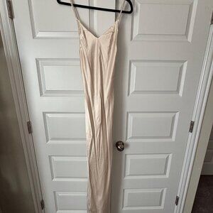 JLux Bridal Champagne Satin Dress